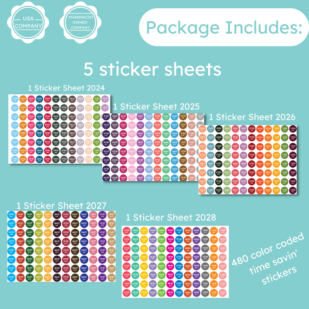 Pharmacy Expiration Date Stickers - Edition 2024-2028 - BUYONEGETONE50