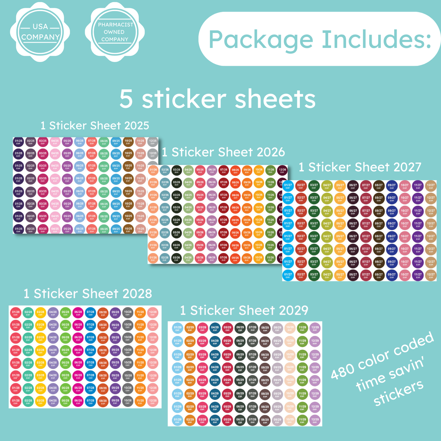 Pharmacy Expiration Date Stickers - Edition 2025-2029